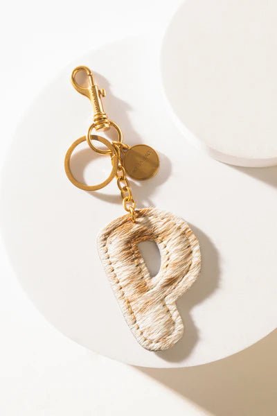 Brown Hair - on Leather Initial Bag CharmA