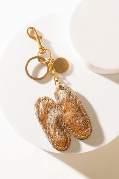 Brown Hair - on Leather Initial Bag CharmA