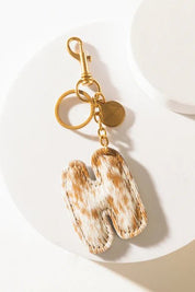 Brown Hair - on Leather Initial Bag CharmA