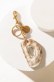 Brown Hair - on Leather Initial Bag CharmA