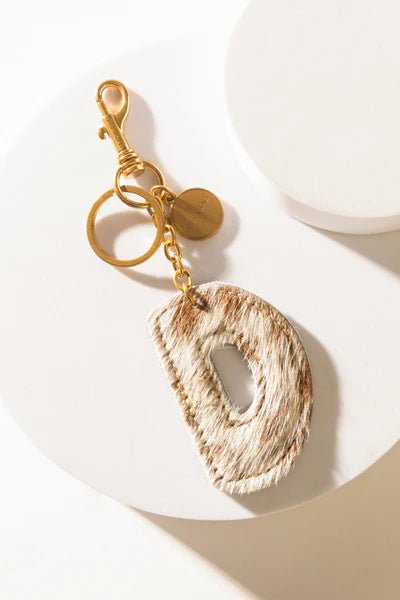 Brown Hair - on Leather Initial Bag CharmA