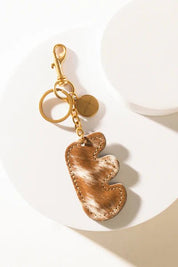 Brown Hair - on Leather Initial Bag CharmA