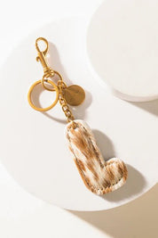 Brown Hair - on Leather Initial Bag CharmA