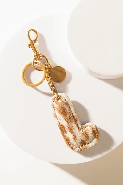 Brown Hair - on Leather Initial Bag CharmA