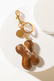 Brown Hair - on Leather Initial Bag CharmA