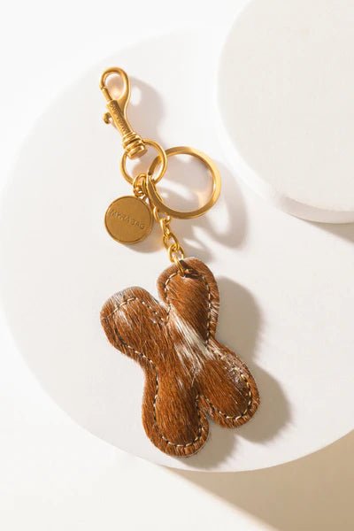 Brown Hair - on Leather Initial Bag CharmA