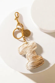 Brown Hair - on Leather Initial Bag CharmA