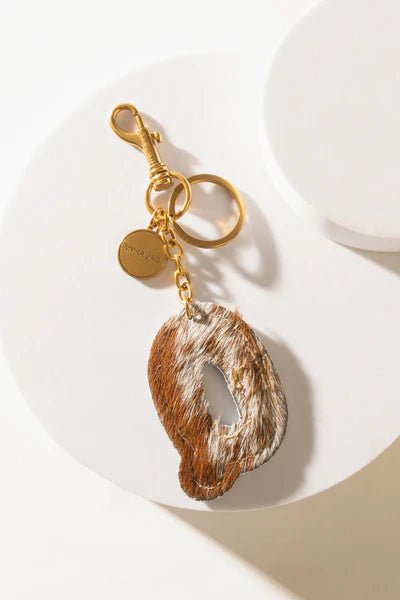 Brown Hair - on Leather Initial Bag CharmA