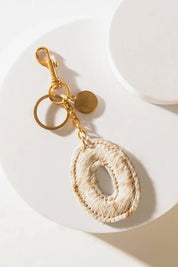 Brown Hair - on Leather Initial Bag CharmA