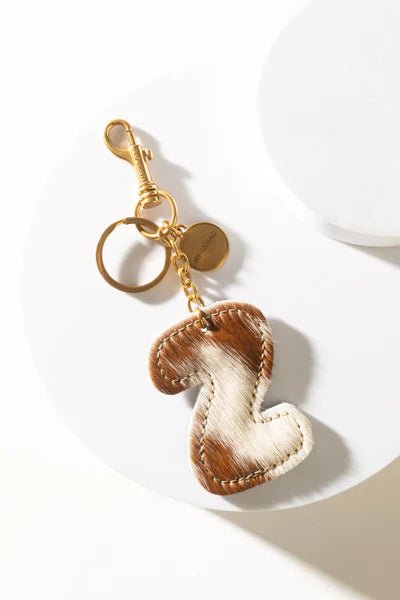 Brown Hair - on Leather Initial Bag CharmA