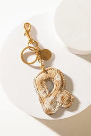 Brown Hair - on Leather Initial Bag CharmA