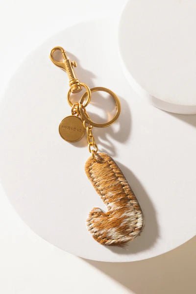 Brown Hair - on Leather Initial Bag CharmA