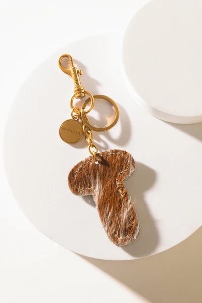 Brown Hair - on Leather Initial Bag CharmA