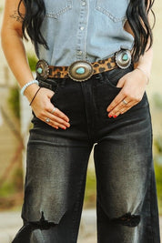 Brown Leopard Butterfly Concho BeltS