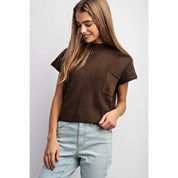Brown Rib Knit Crop TopS