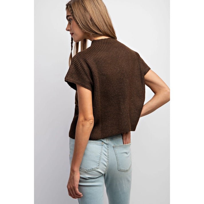 Brown Rib Knit Crop TopS