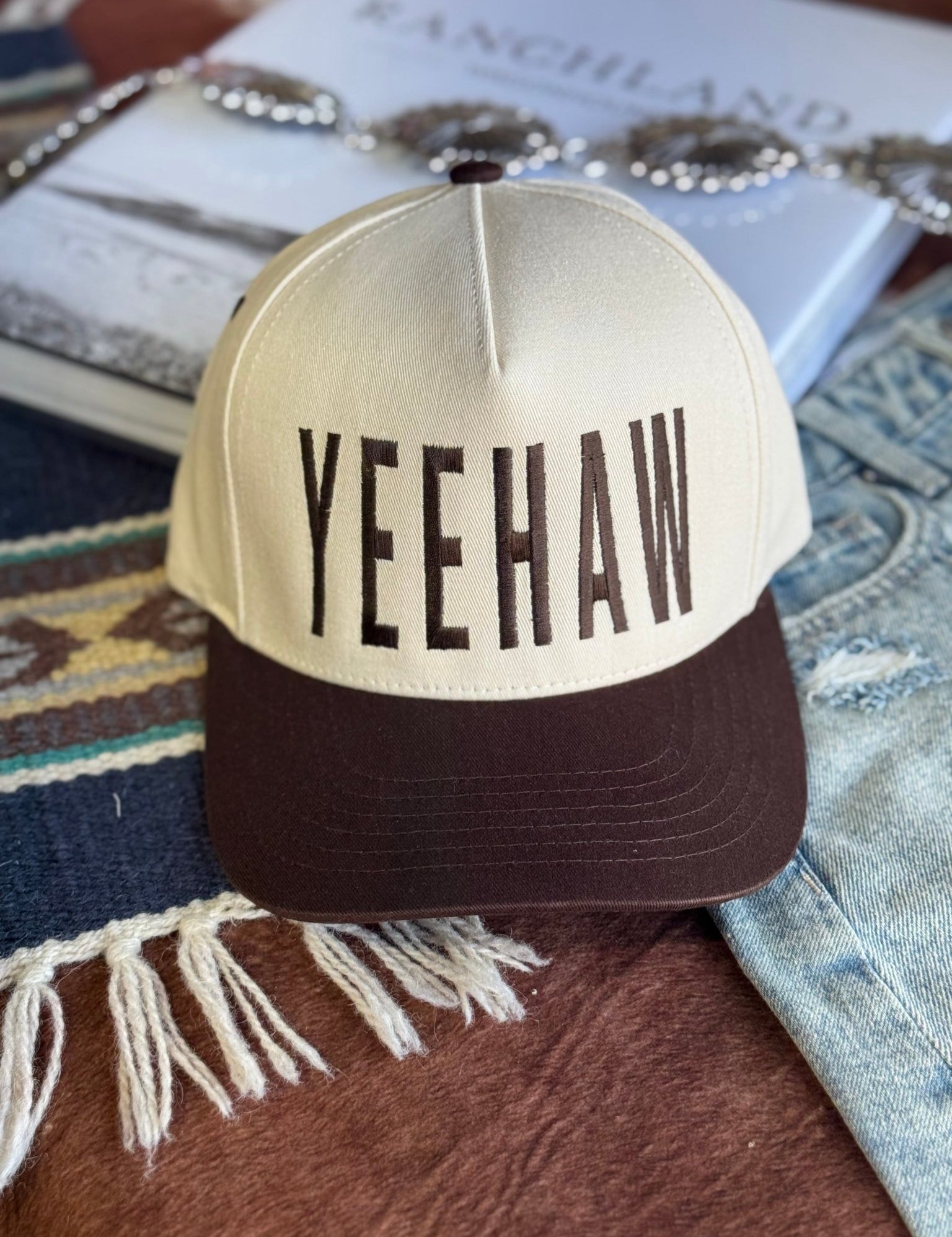 Brown Yeehaw Embroidered Trucker Hat