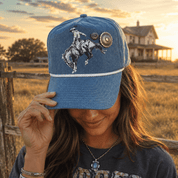 Bucking Horse Concho Trucker Hat - Blue