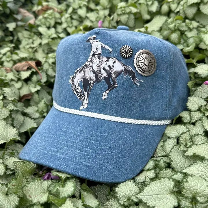 Bucking Horse Concho Trucker Hat - Blue