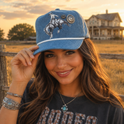 Bucking Horse Concho Trucker Hat - Blue