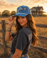 Bucking Horse Concho Trucker Hat - Blue