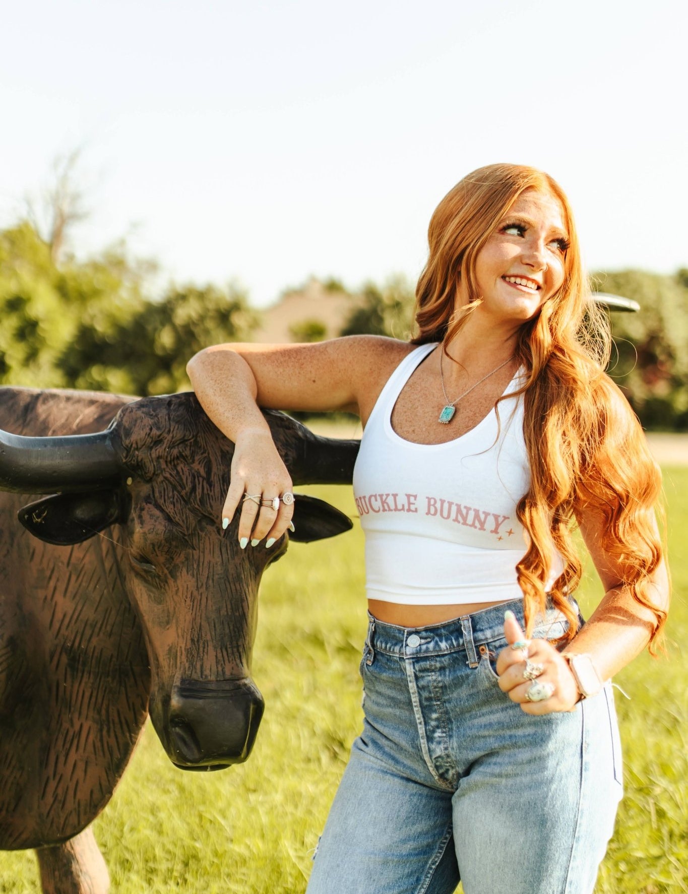 Buckle Bunny Cropped Tank TopWhiteS