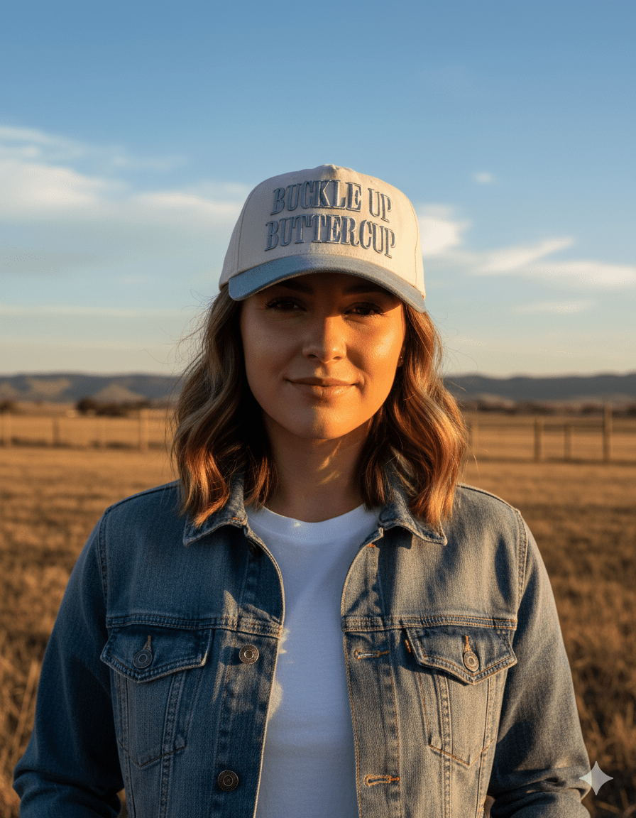 Buckle Up Buttercup Embroidered Trucker Hat