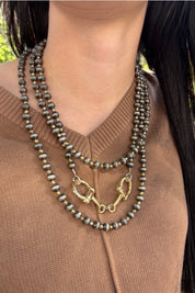 Golden Snaffle Bit Beaded Necklace