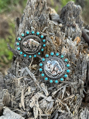 Buffalo Coin Turquoise Earrings
