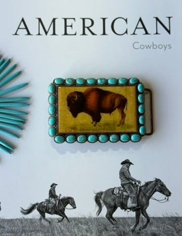 Buffalo Turquoise Rectangle Belt Buckle