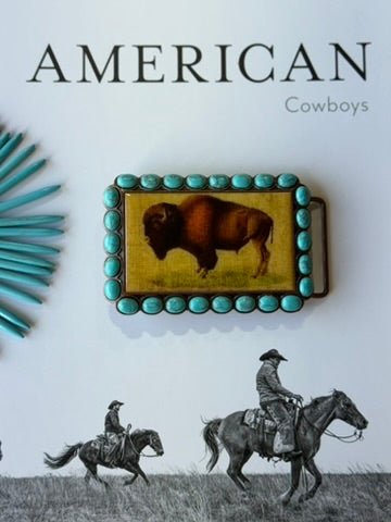 Buffalo Turquoise Rectangle Belt Buckle