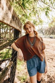 Burnt Clay Zebra TopS/M