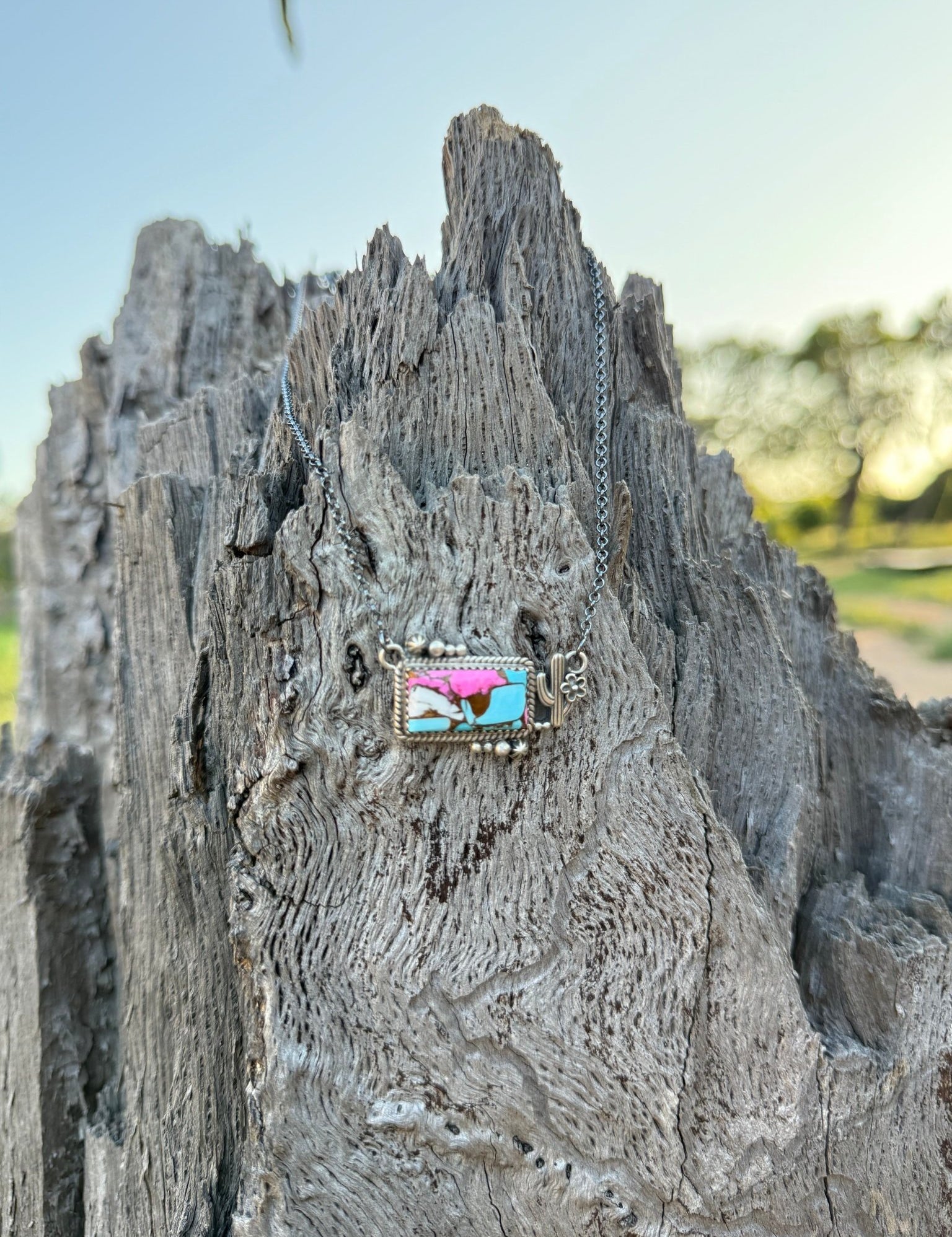 Cactus Cotton Candy Bar Necklace