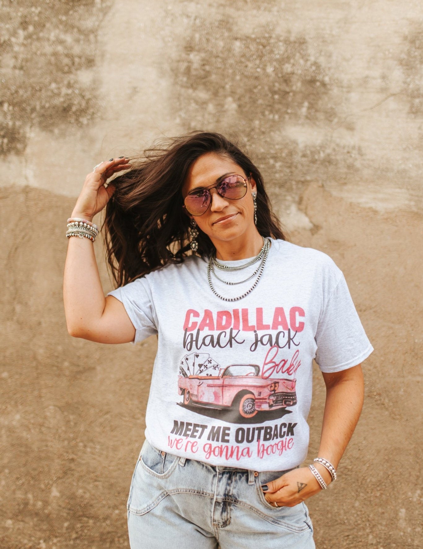 Cadillac Black Jack Graphic TeeLight AshXS