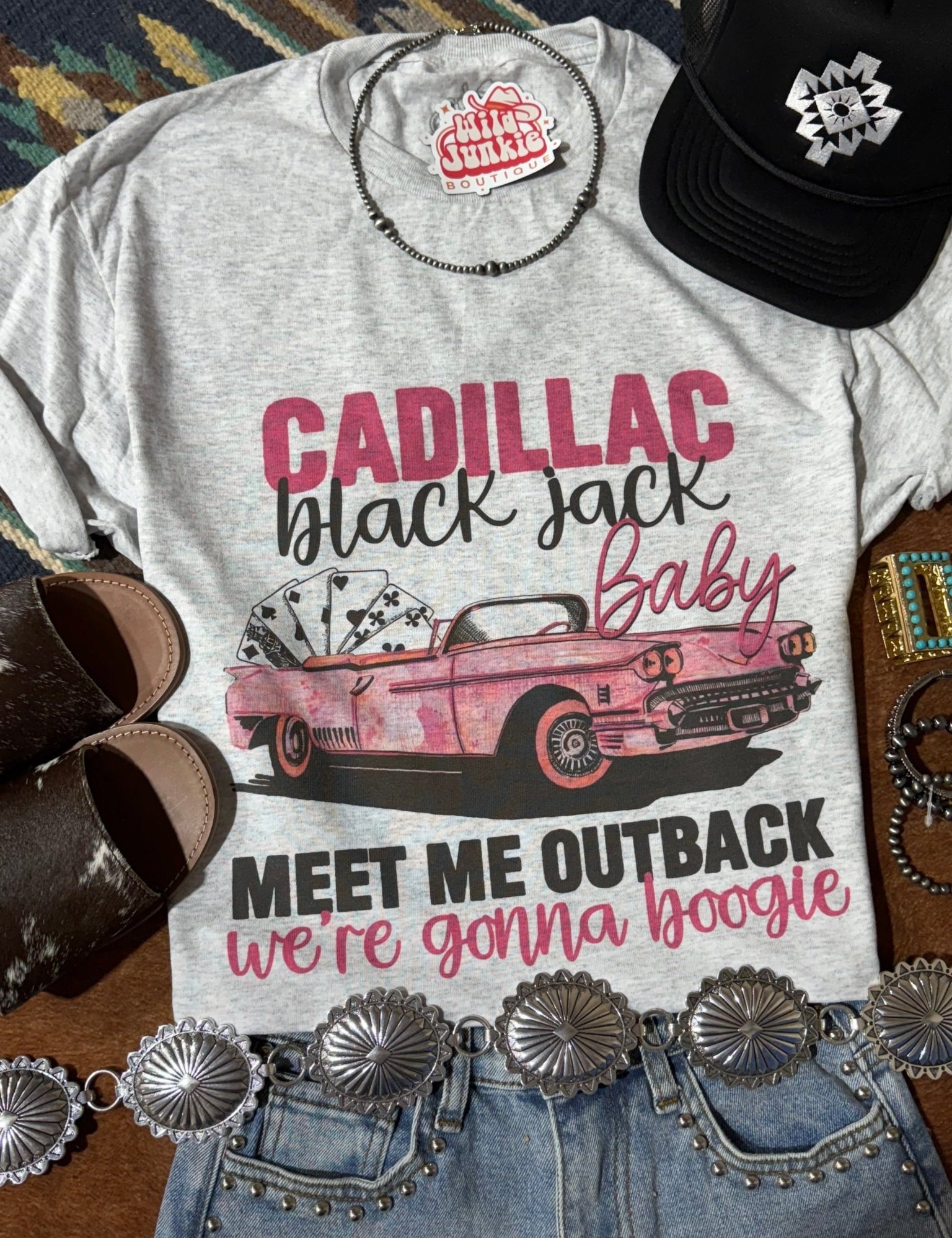 Cadillac Black Jack Graphic TeeLight AshXS