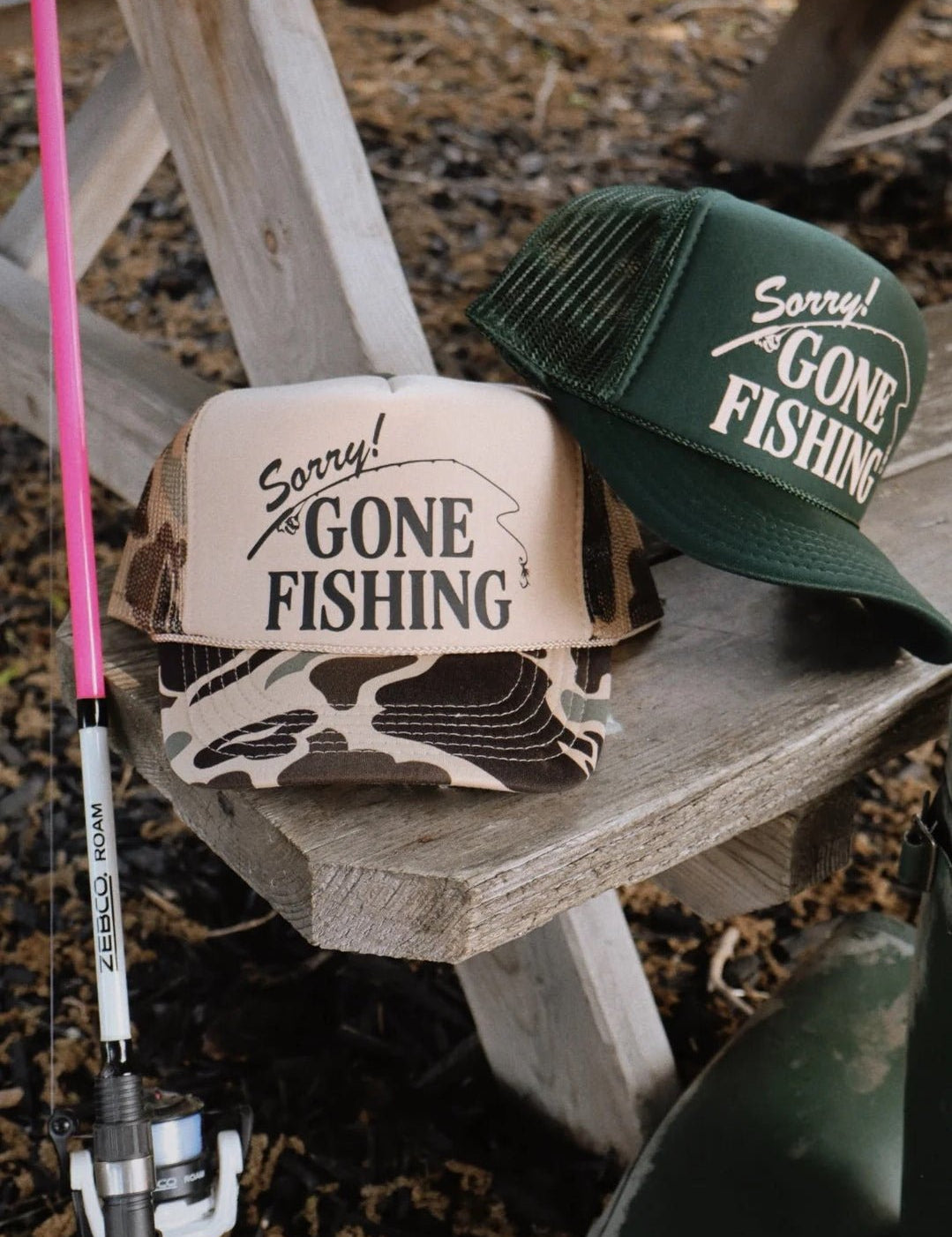 Camo Gone Fishing Trucker Hat