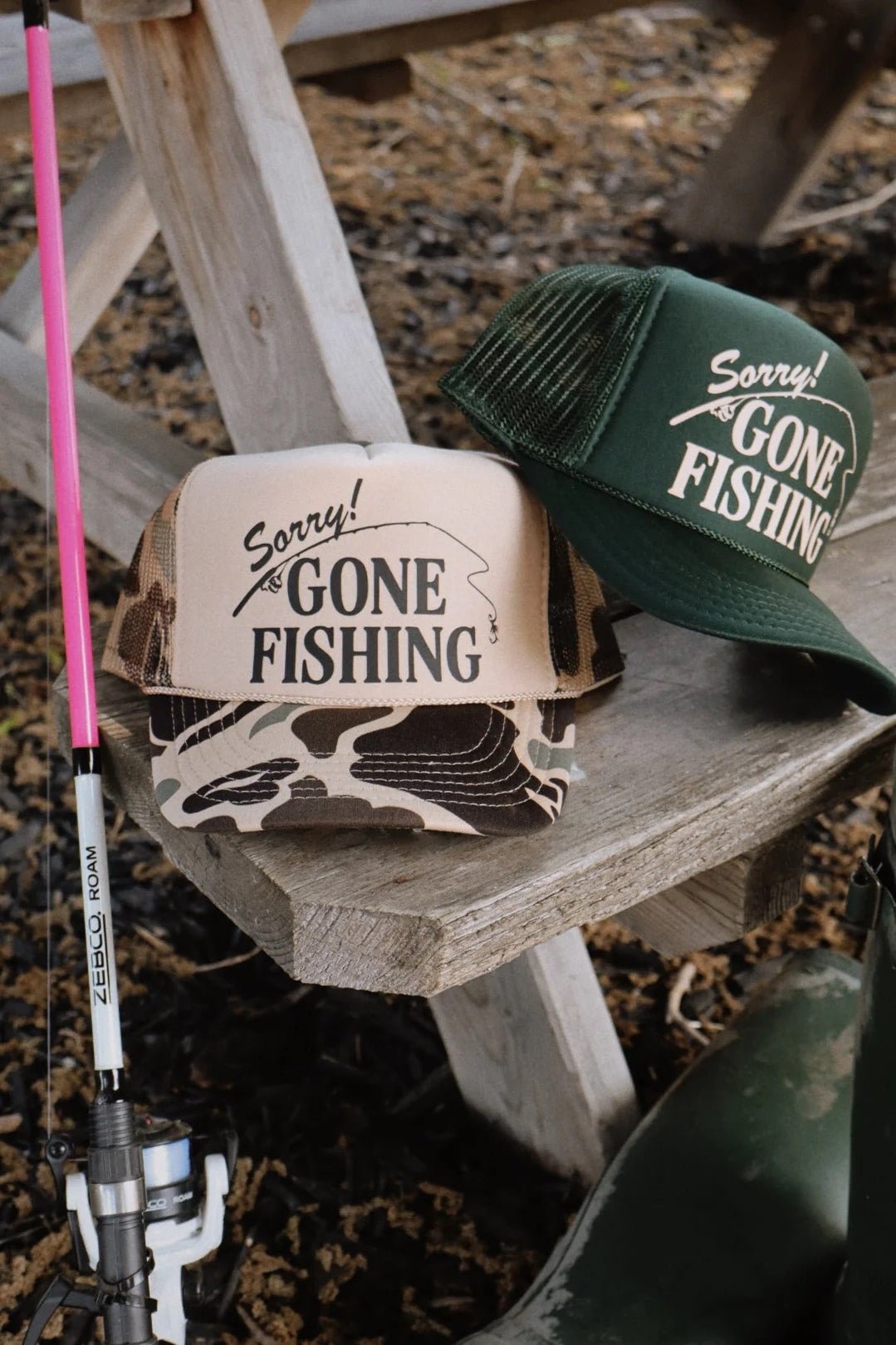 Camo Gone Fishing Trucker Hat