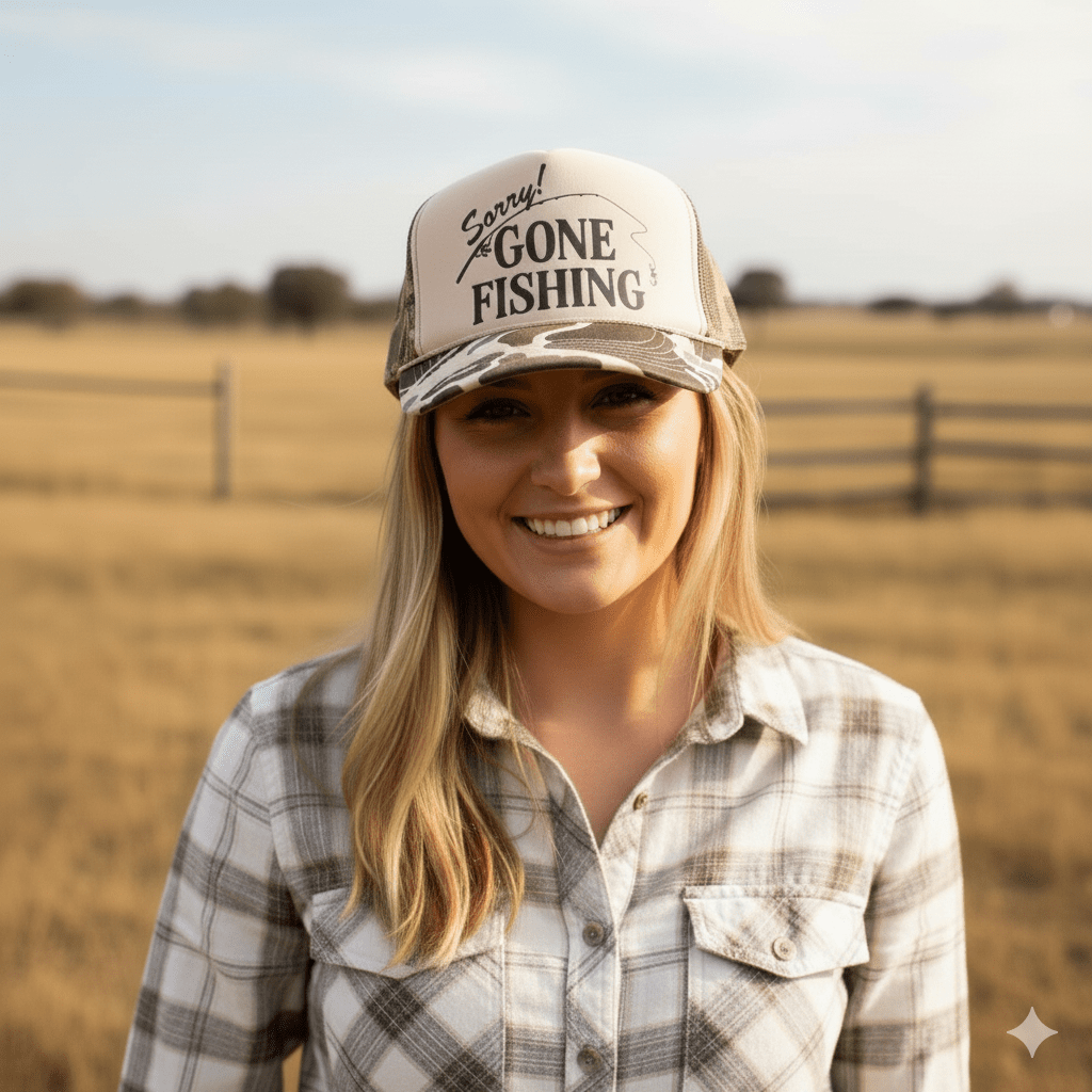 Camo Gone Fishing Trucker Hat