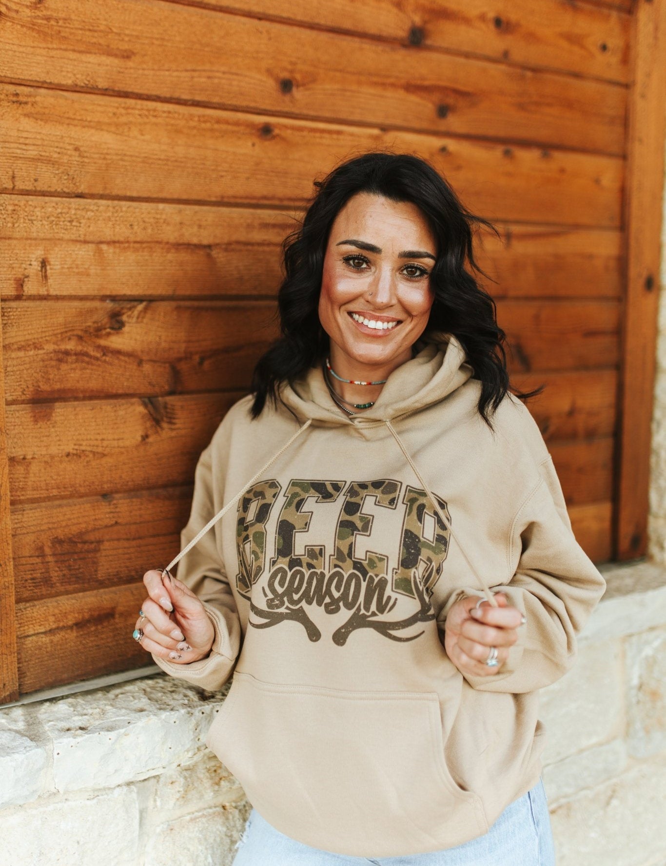 Camo Print Beer Season Graphic HoodieSandS