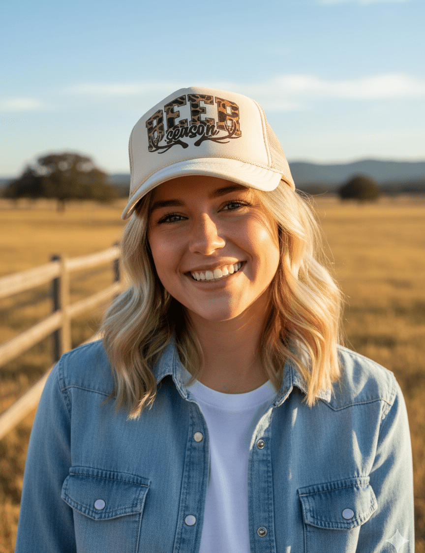 Camo Print Beer Season Trucker HatKhaki