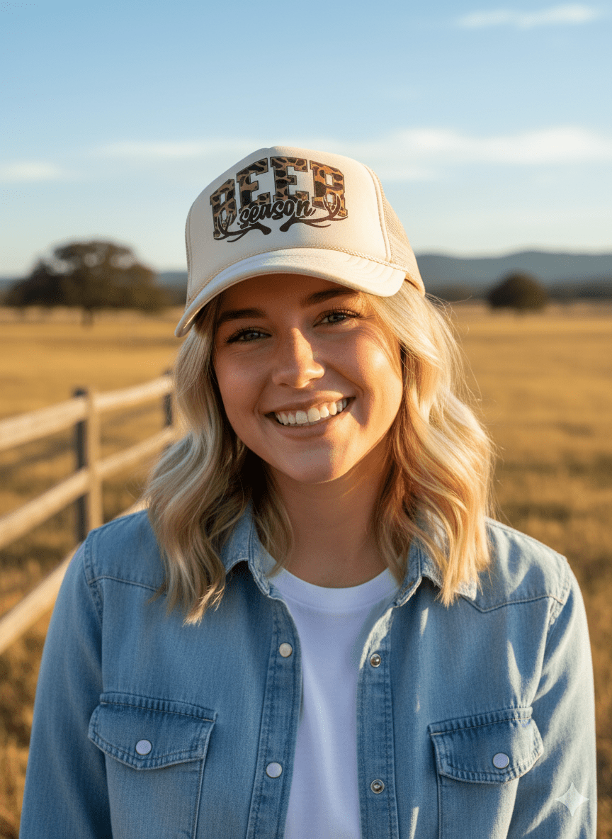 Camo Print Beer Season Trucker HatKhaki