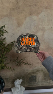 Happy Camper Tree Camo Embroidered Trucker HatCamo