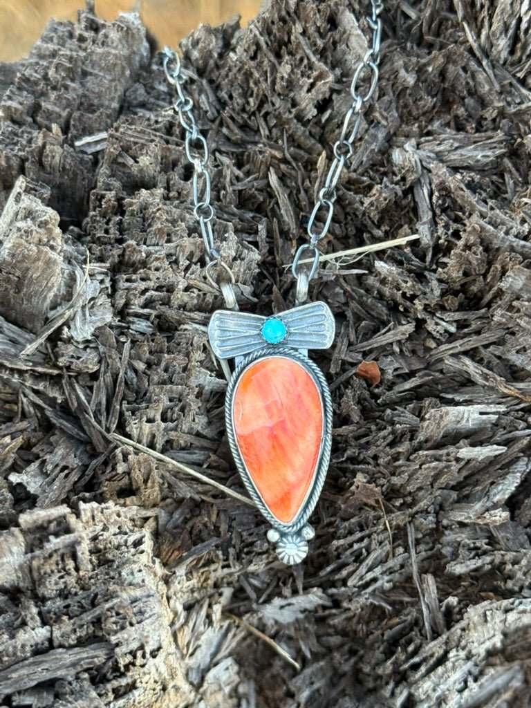 Canyon Glow Turquoise Accent Teardrop Pendant Necklace
