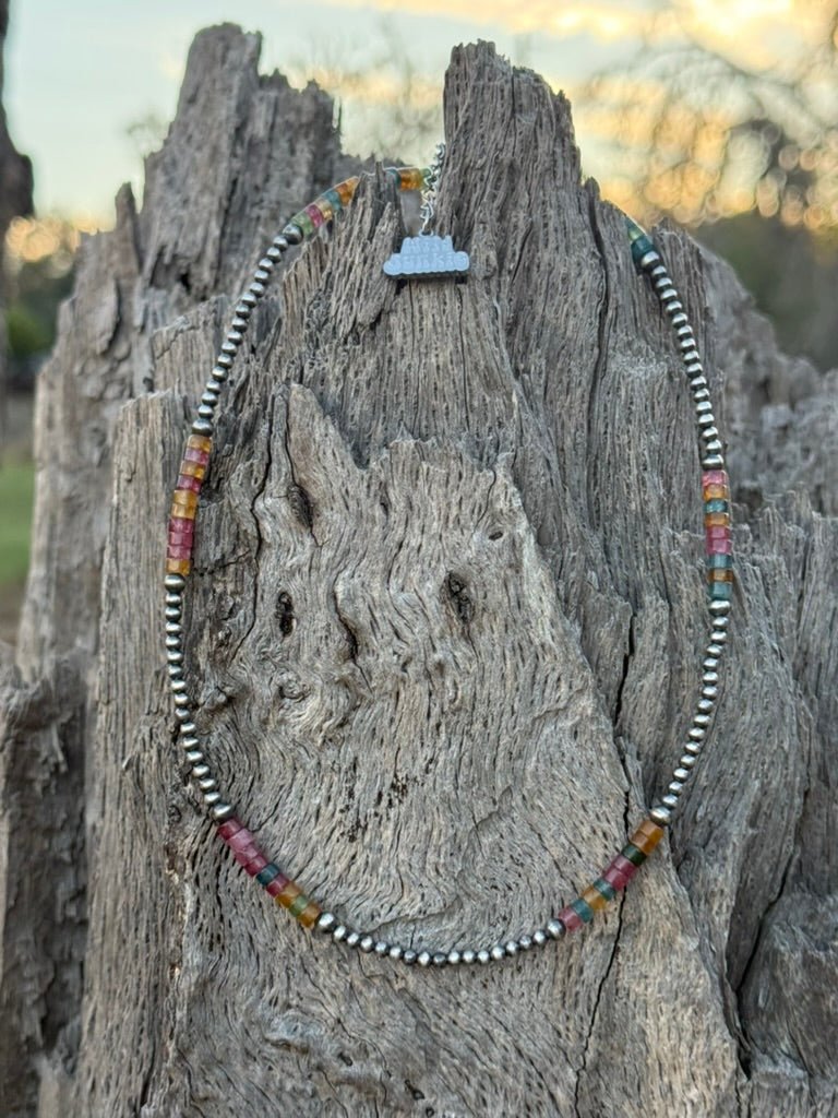 Canyon Hues Heishi & Silver Beaded Necklace