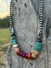Canyon Turquoise & Raven Art Multicolor Beaded Necklace