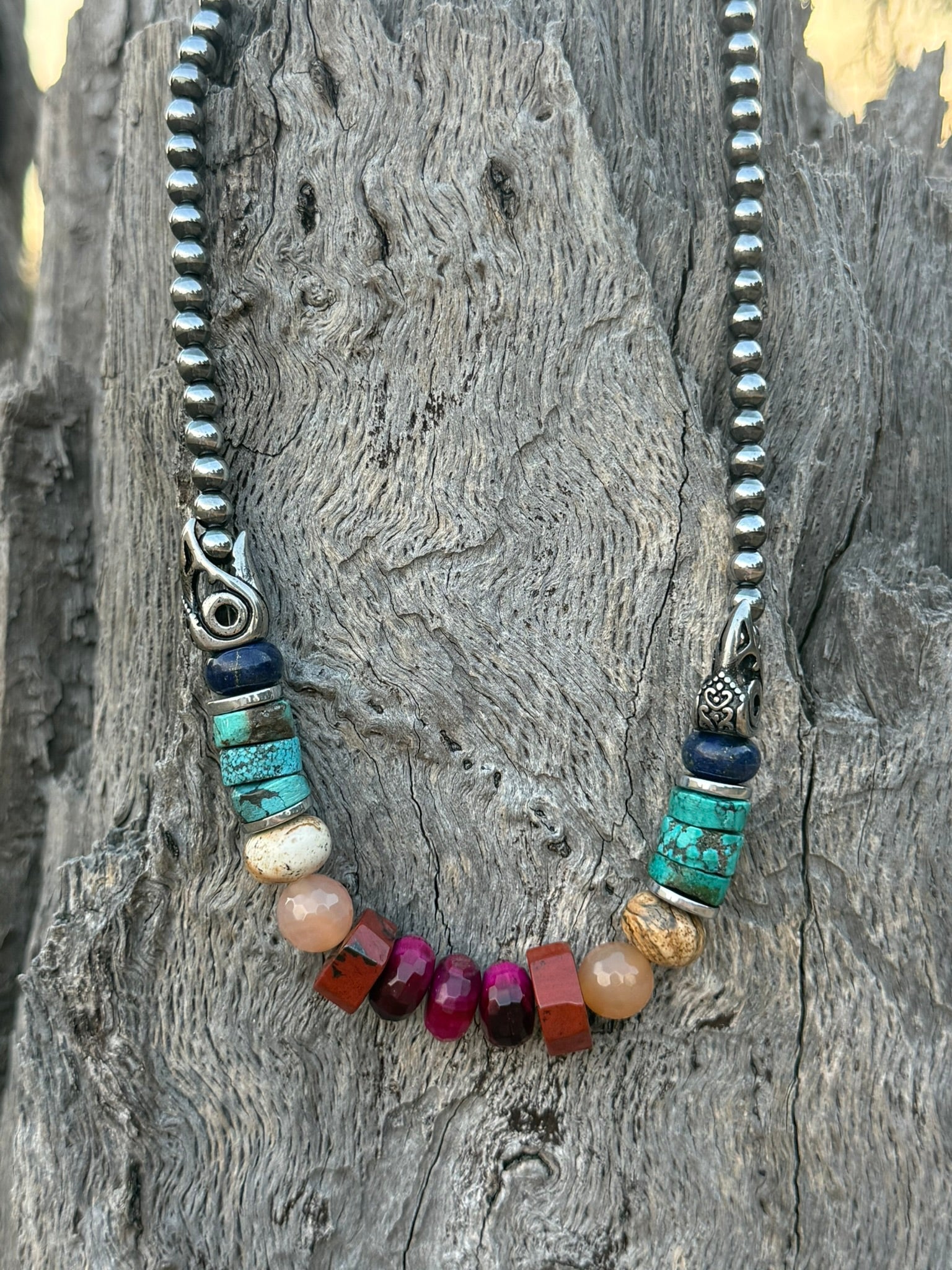 Canyon Turquoise & Raven Art Multicolor Beaded Necklace