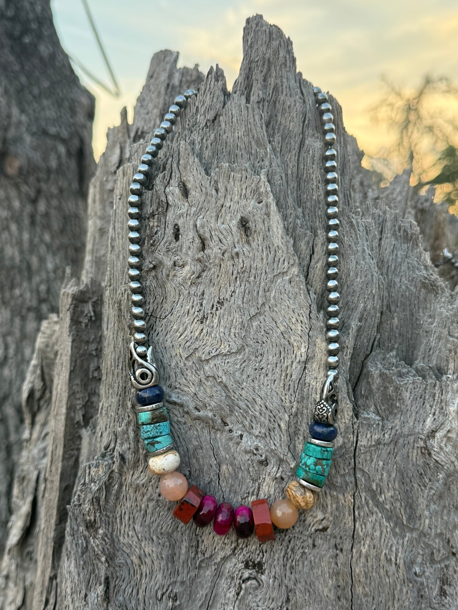 Canyon Turquoise & Raven Art Multicolor Beaded Necklace