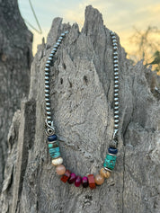 Canyon Turquoise & Raven Art Multicolor Beaded Necklace