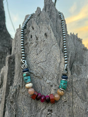 Canyon Turquoise & Raven Art Multicolor Beaded Necklace