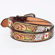Lucky Ace Floral Tooled Leather Belt